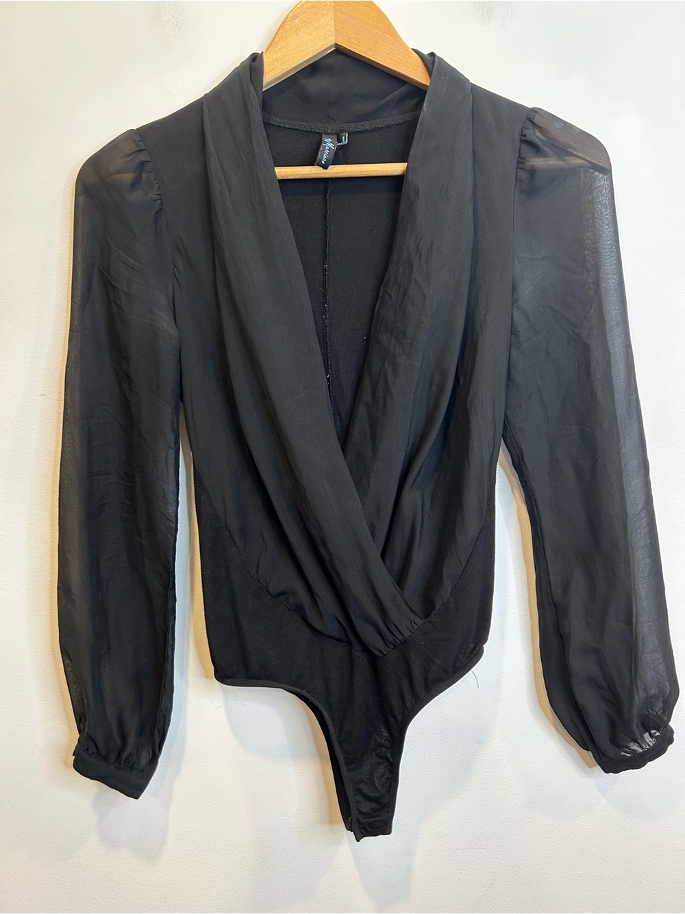 Guess by MARCIANO Women's Daria Sheer Silk Bodysuit Black - Picture 2 of 7